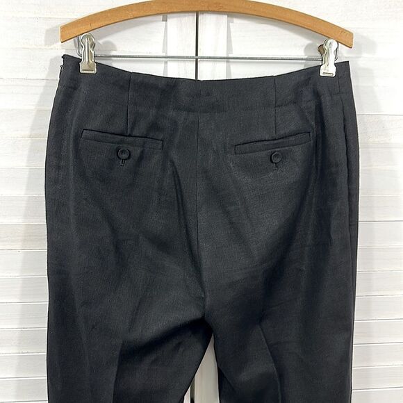 Talbots Linen Pants Size 6 Irish Linen Classic Side Zip Black - Picture 6 of 12